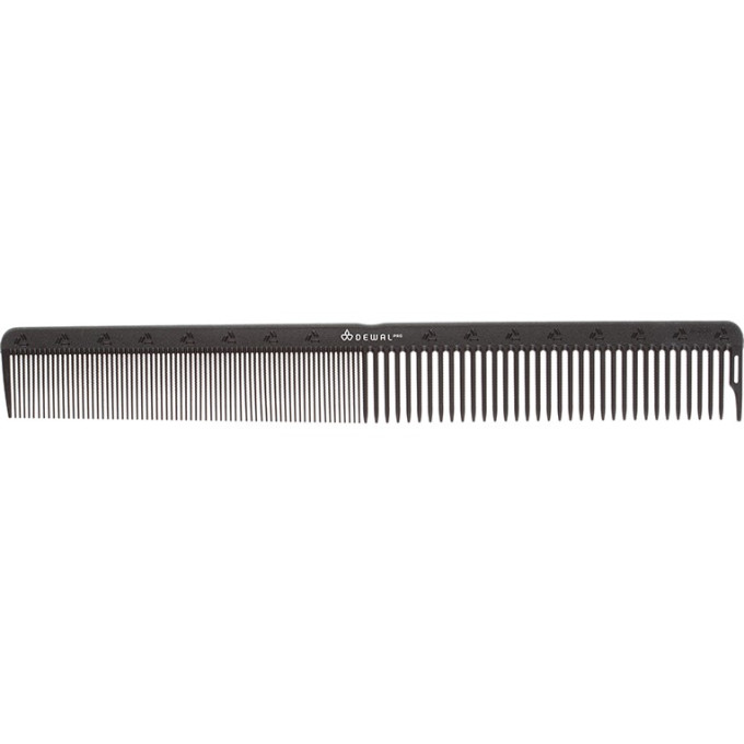 Расческа рабочая DEWAL CARBON black комбинированная, черная 22 см