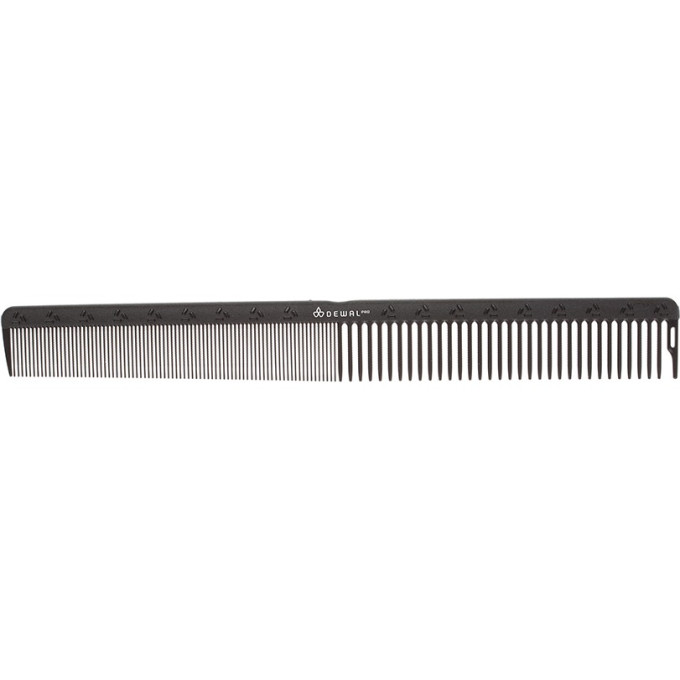 Расческа рабочая DEWAL CARBON black комбинированная, черная 24 см